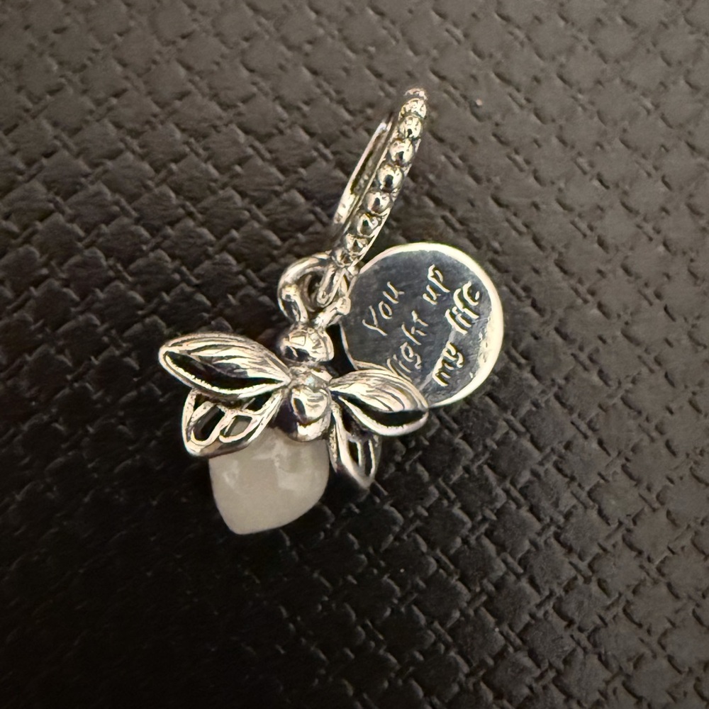Pandora Silver And White Bee Necklace Charm View 4